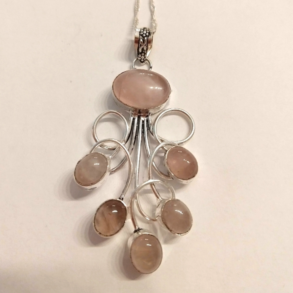 Rose quartz necklace 925 made in India